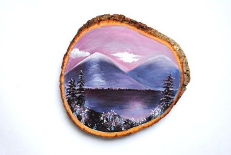 Картины космос на срезе дерева