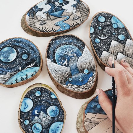 Живопись на срезе дерева