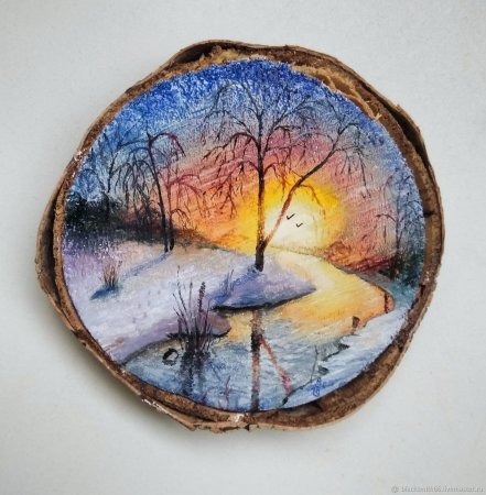 Живопись на спиле дерева