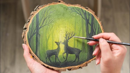 Роспись на спиле дерева