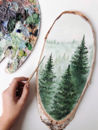 Живопись на срезе дерева