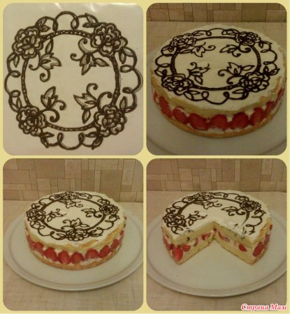 Рисование шоколадом на торте