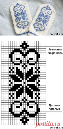 Рукавицы с жаккардовым узором схема