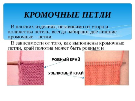 Кромочная петля спицами