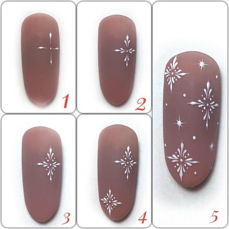 Снежинки на ногтях пошагово
