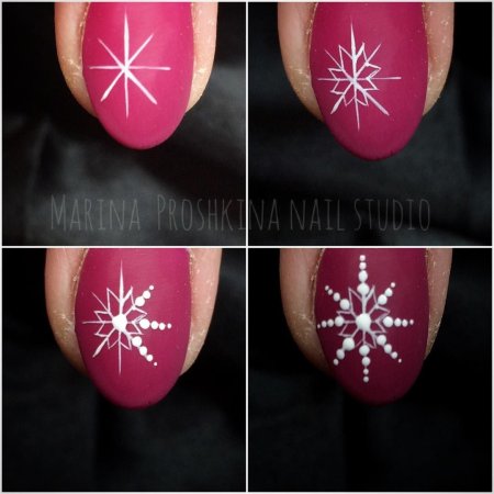 Рисунок снежинки на ногтях пошагово для начинающих (49 фото)