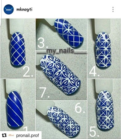 Рисование снежинки на ногтях