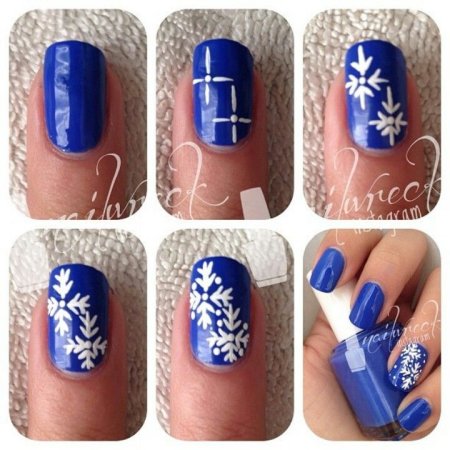 Как нарисовать на ногтях снежинку: инструкция