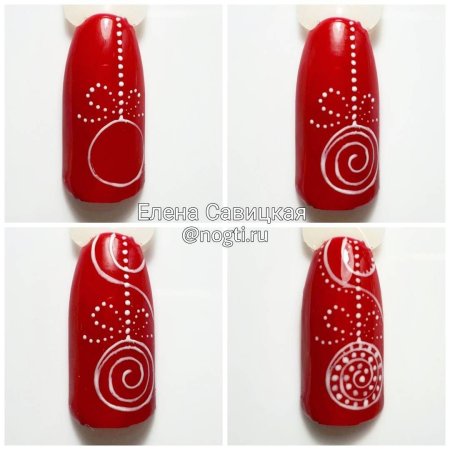 Новогодние узоры на ногтях пошагово