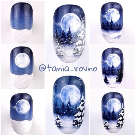 Зимний дизайн ногтей пошагово