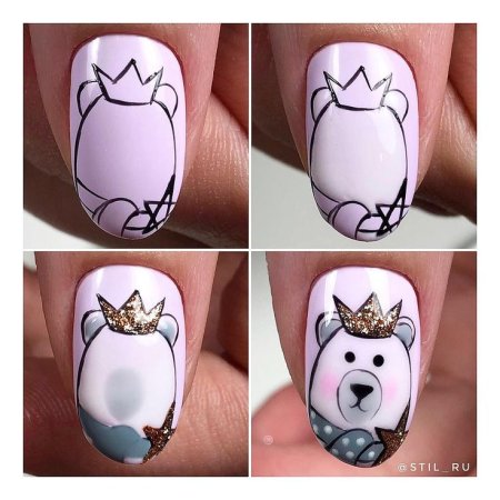 Маникюр животные пошагово