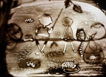 Рисование песком пейзаж