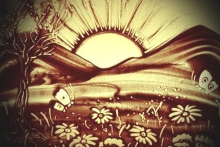 Осьминог рисование песком