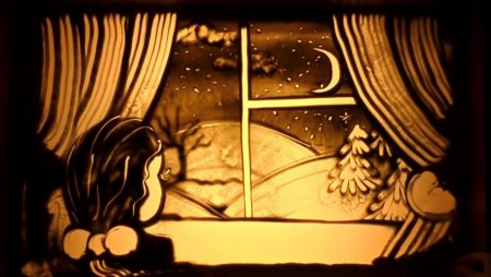 Рисование песком зима