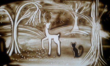 Рисование песком картины