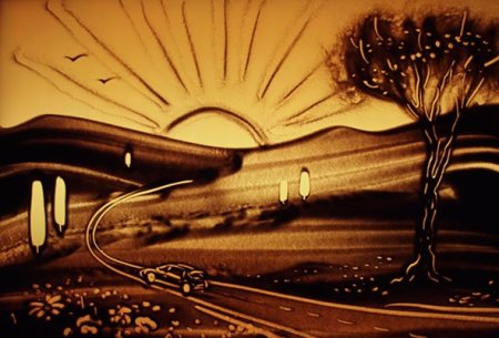 Рисование песком цветы