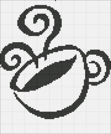 Схема вышивки чашка кофе монохром