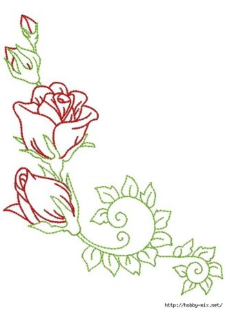 Трафарет розы для вышивки гладью