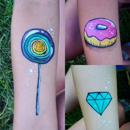 Аквагрим на руке для девочек