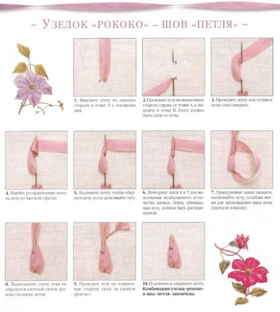 Шов рококо вышивка лентами