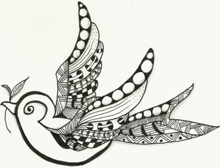 Птица Зентангл для детей