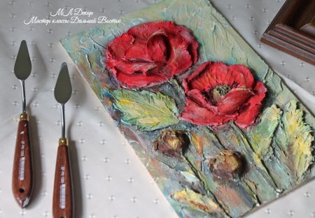 Цветы текстурной пастой