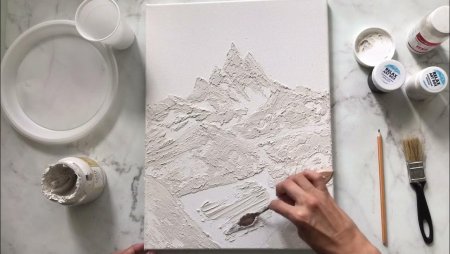 Картины структурной пастой и зеркалами