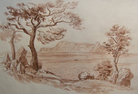 Сангина сепия дерево