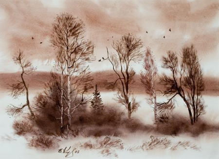 Рисунки сангиной для детей