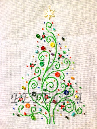 Вышивание елок гладью