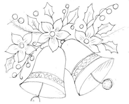 Новогодний колокольчик контур