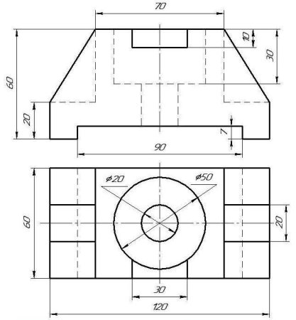 Аксонометрическая проекция детали опора