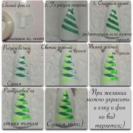 Елка маникюр пошагово