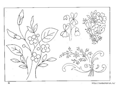 Цветы для вышивания стебельчатым швом