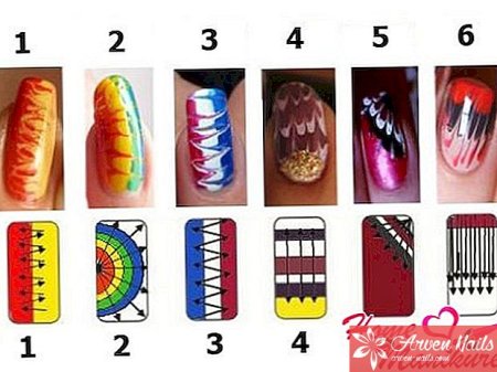 Рисунок иглой на ногтях