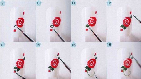 Рисование розочки на ногтях для начинающих