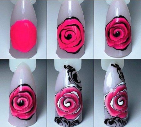 Цветы на ногтях пошагово