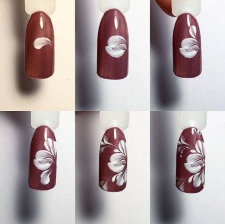 Цветы на ногтях пошагово