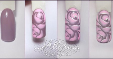 Розочки на ногтях пошагово