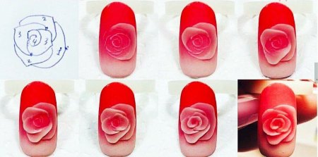 Лепим розу на ногтях
