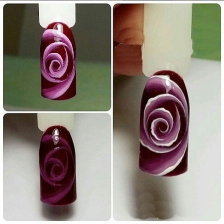 Рисование роз на ногтях