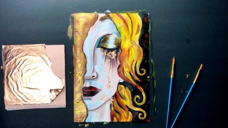 Картины маслом с сусальным золотом