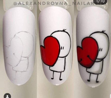 Человечки на ногтях дизайн