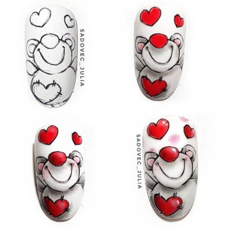 Схема мультяшки на ногтях