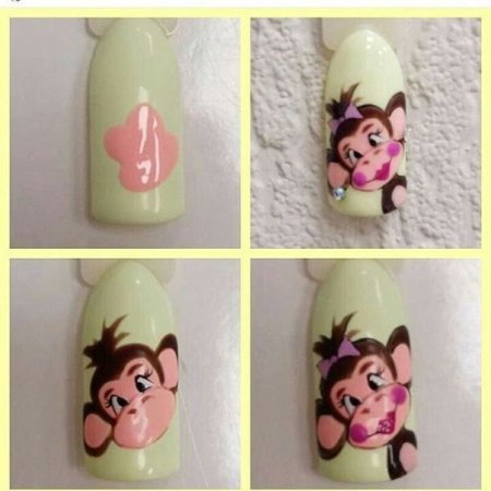 Мультяшки на ногтях пошагово