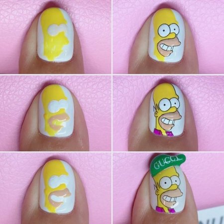 Мишка Тедди на ногтях пошагово