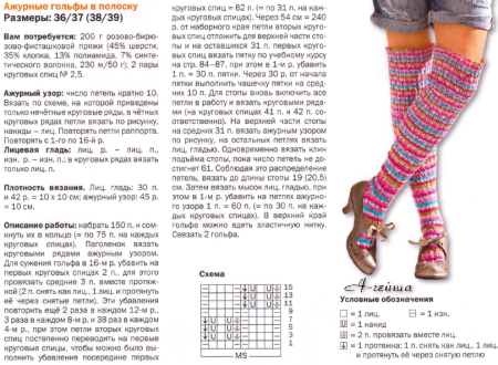 Гольфы вязаные спицами с узором схемы описание