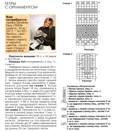 Схема вязания гетров спицами