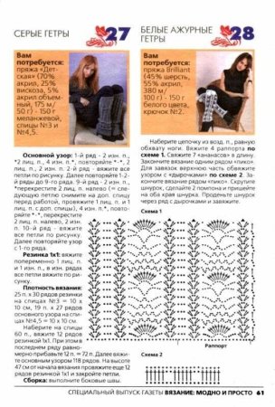 Схема вязания гетров крючком