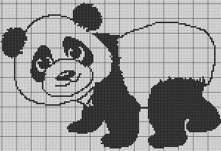 Схема филейное вязание Панда